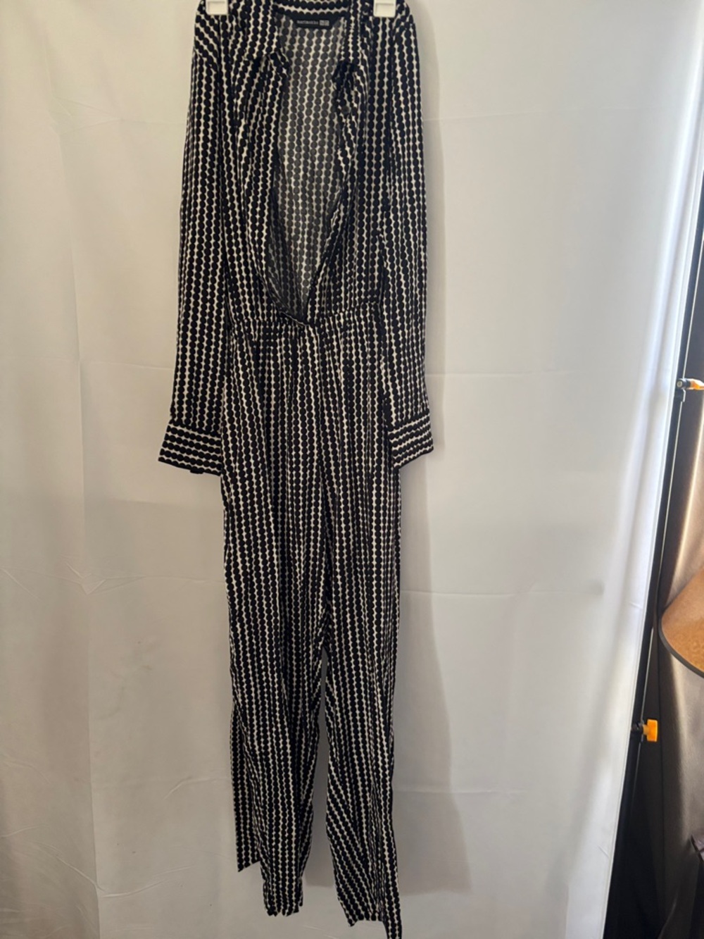 Marimekko Black and White Dot-Stripe Jumpsuit XS